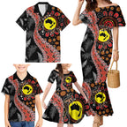 Aotearoa and Australia Family Matching Mermaid Dress and Hawaiian Shirt Maori Koru Ferns With Aboriginal Kangaroo