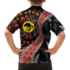 Aotearoa and Australia Family Matching Off The Shoulder Long Sleeve Dress and Hawaiian Shirt Maori Koru Ferns With Aboriginal Kangaroo