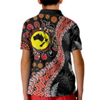 Aotearoa and Australia Kid Polo Shirt Maori Koru Ferns With Aboriginal Kangaroo