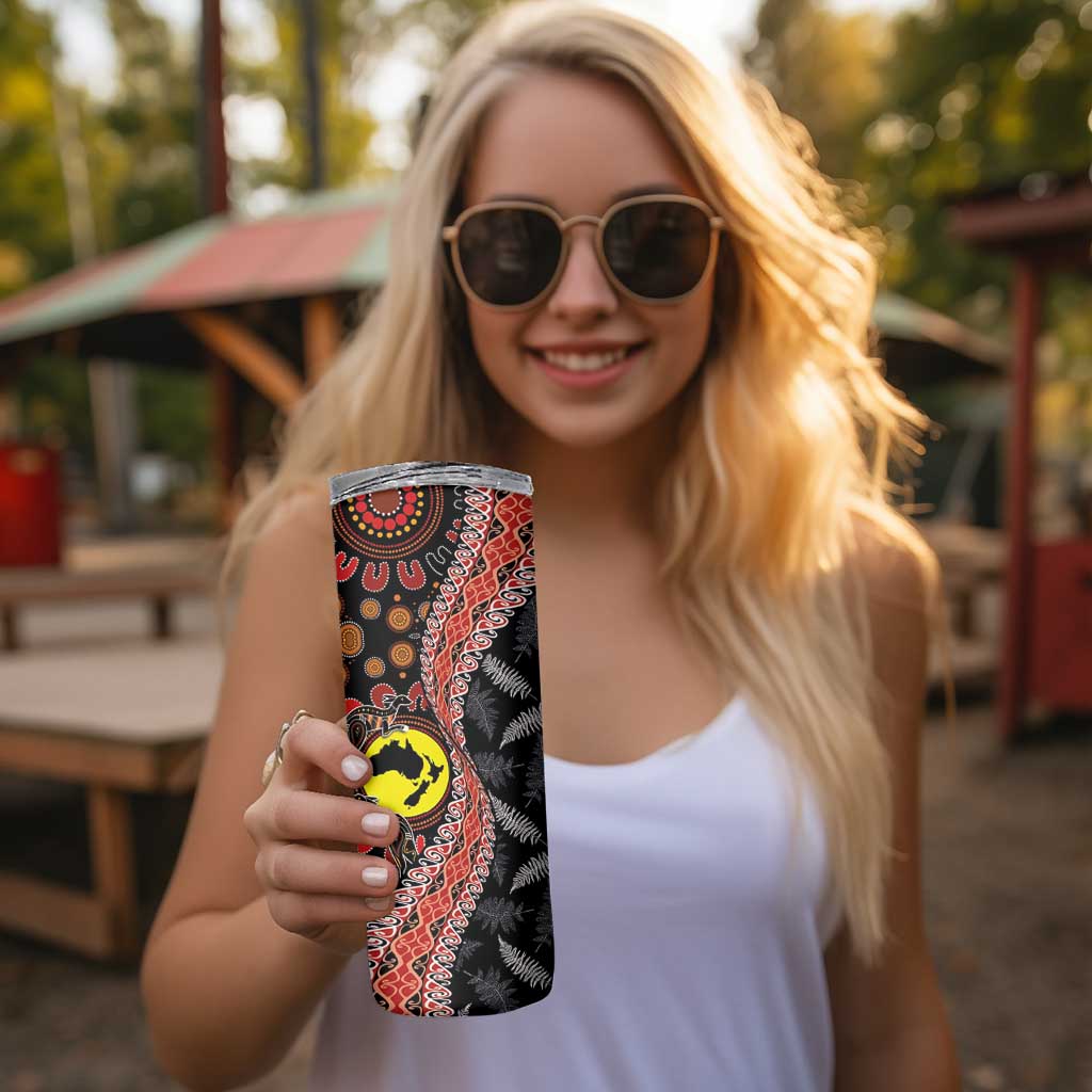 Aotearoa and Australia Skinny Tumbler Maori Koru Ferns With Aboriginal Kangaroo