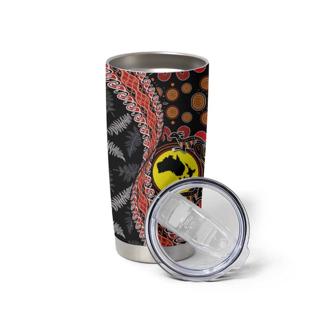 Aotearoa and Australia Tumbler Cup Maori Koru Ferns With Aboriginal Kangaroo