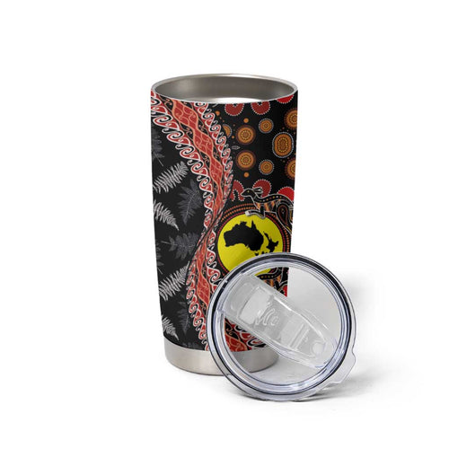 Aotearoa and Australia Tumbler Cup Maori Koru Ferns With Aboriginal Kangaroo