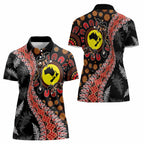Aotearoa and Australia Women Polo Shirt Maori Koru Ferns With Aboriginal Kangaroo