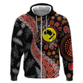 Aotearoa and Australia Zip Hoodie Maori Koru Ferns With Aboriginal Kangaroo