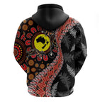 Aotearoa and Australia Zip Hoodie Maori Koru Ferns With Aboriginal Kangaroo