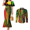 Aotearoa Reggae Couples Matching Mermaid Dress and Long Sleeve Button Shirt Maori Reggae-One Love