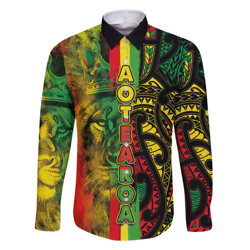 Aotearoa Reggae Family Matching Off The Shoulder Long Sleeve Dress and Hawaiian Shirt Maori Reggae-One Love