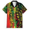 Aotearoa Reggae Family Matching Off Shoulder Short Dress and Hawaiian Shirt Maori Reggae-One Love