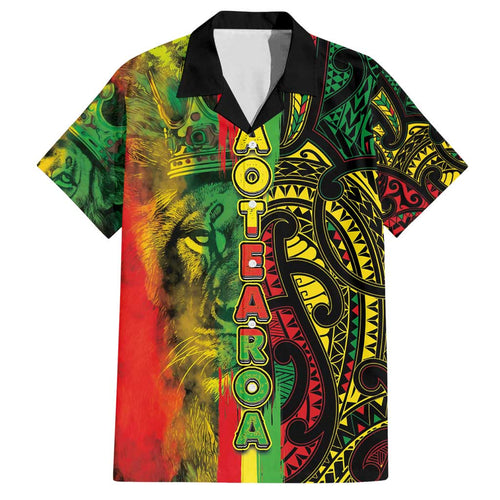 Aotearoa Reggae Family Matching Off Shoulder Short Dress and Hawaiian Shirt Maori Reggae-One Love