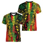 Aotearoa Reggae Women V-Neck T-Shirt Maori Reggae-One Love