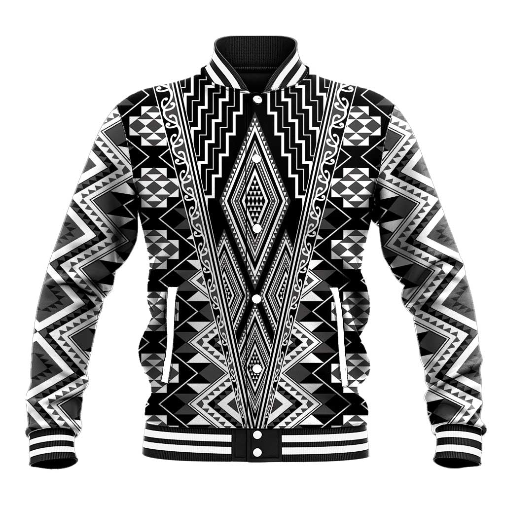 Aotearoa Tukutuku and Poutama Motif Classic Baseball Jacket