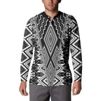 Aotearoa Tukutuku and Poutama Motif Classic Button Sweatshirt