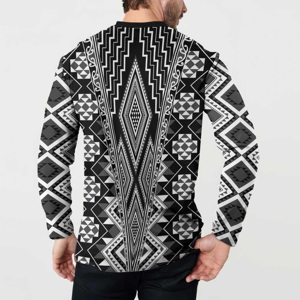 Aotearoa Tukutuku and Poutama Motif Classic Button Sweatshirt