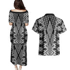 Aotearoa Tukutuku and Poutama Motif Classic Couples Matching Puletasi and Hawaiian Shirt