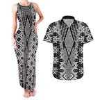 Aotearoa Tukutuku and Poutama Motif Classic Couples Matching Tank Maxi Dress and Hawaiian Shirt