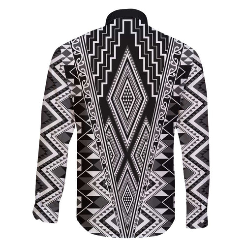 Aotearoa Tukutuku and Poutama Motif Classic Family Matching Off The Shoulder Long Sleeve Dress and Hawaiian Shirt