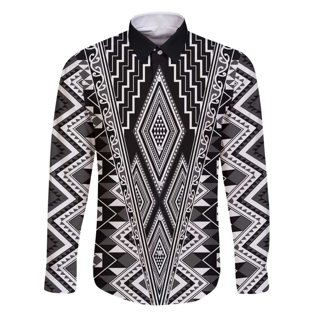 Aotearoa Tukutuku and Poutama Motif Classic Family Matching Off Shoulder Maxi Dress and Hawaiian Shirt