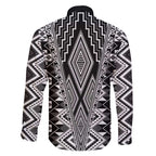 Aotearoa Tukutuku and Poutama Motif Classic Family Matching Off Shoulder Maxi Dress and Hawaiian Shirt
