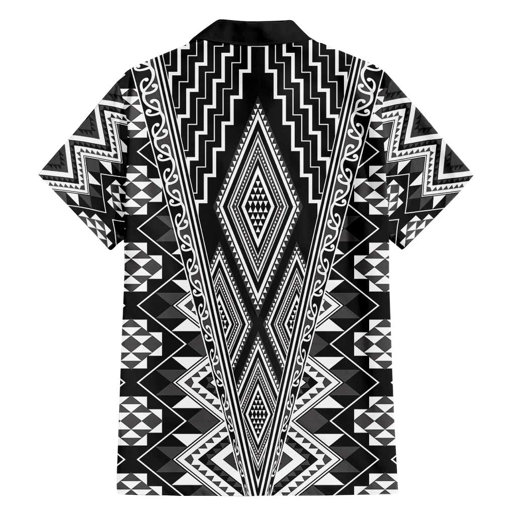 Aotearoa Tukutuku and Poutama Motif Classic Family Matching Off Shoulder Short Dress and Hawaiian Shirt