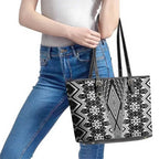 Aotearoa Tukutuku and Poutama Motif Classic Leather Tote Bag