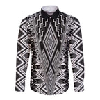 Aotearoa Tukutuku and Poutama Motif Classic Long Sleeve Button Shirt