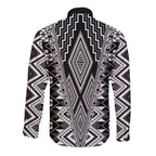 Aotearoa Tukutuku and Poutama Motif Classic Long Sleeve Button Shirt