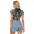 Aotearoa Tukutuku and Poutama Motif Classic Raglan Cropped T Shirt