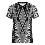 Aotearoa Tukutuku and Poutama Motif Classic Women V-Neck T-Shirt