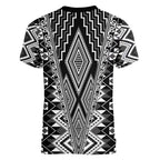 Aotearoa Tukutuku and Poutama Motif Classic Women V-Neck T-Shirt