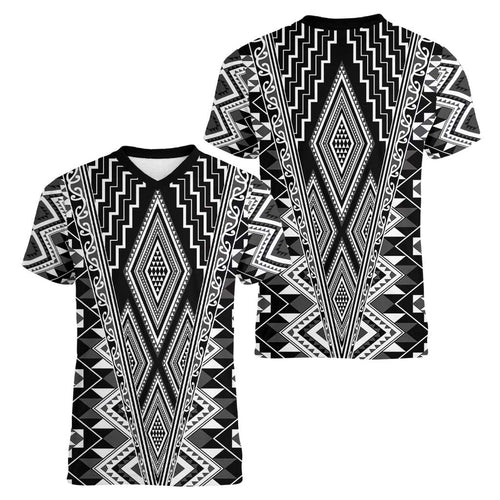 Aotearoa Tukutuku and Poutama Motif Classic Women V-Neck T-Shirt