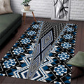 Blue Aotearoa Tukutuku and Poutama Motif Area Rug