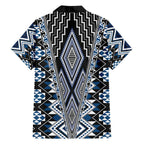Blue Aotearoa Tukutuku and Poutama Motif Hawaiian Shirt