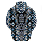 Blue Aotearoa Tukutuku and Poutama Motif Hoodie