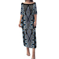 Blue Aotearoa Tukutuku and Poutama Motif Puletasi