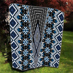 Blue Aotearoa Tukutuku and Poutama Motif Quilt