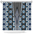 Blue Aotearoa Tukutuku and Poutama Motif Shower Curtain