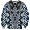 Blue Aotearoa Tukutuku and Poutama Motif Sweatshirt