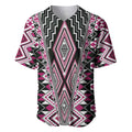 Pink Aotearoa Tukutuku and Poutama Motif Baseball Jersey