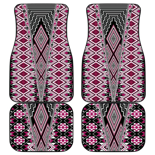 Pink Aotearoa Tukutuku and Poutama Motif Car Mats
