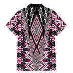 Pink Aotearoa Tukutuku and Poutama Motif Family Matching Mermaid Dress and Hawaiian Shirt