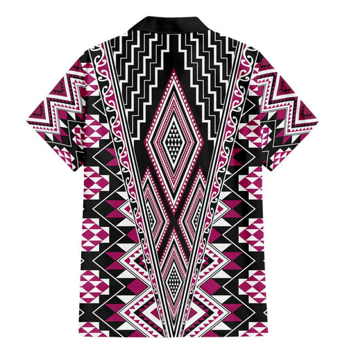 Pink Aotearoa Tukutuku and Poutama Motif Family Matching Mermaid Dress and Hawaiian Shirt