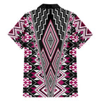 Pink Aotearoa Tukutuku and Poutama Motif Family Matching Short Sleeve Bodycon Dress and Hawaiian Shirt