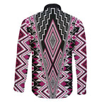 Pink Aotearoa Tukutuku and Poutama Motif Family Matching Short Sleeve Bodycon Dress and Hawaiian Shirt