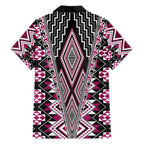 Pink Aotearoa Tukutuku and Poutama Motif Hawaiian Shirt