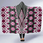 Pink Aotearoa Tukutuku and Poutama Motif Hooded Blanket