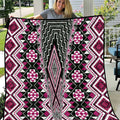 Pink Aotearoa Tukutuku and Poutama Motif Quilt