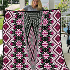Pink Aotearoa Tukutuku and Poutama Motif Quilt