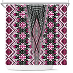 Pink Aotearoa Tukutuku and Poutama Motif Shower Curtain