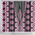 Pink Aotearoa Tukutuku and Poutama Motif Shower Curtain