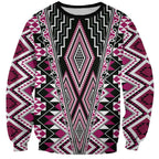 Pink Aotearoa Tukutuku and Poutama Motif Sweatshirt